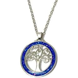 DMOMSA Exquisite Gemstone Blue Tree of Life Pendant Lucky Necklace Charm Jewelry Suitable for Womens Birthday Gifts, Valentines Day, Mothers Day