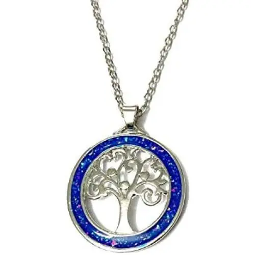 DMOMSA Exquisite Gemstone Blue Tree of Life Pendant Lucky Necklace Charm Jewelry Suitable for Womens Birthday Gifts, Valentines Day, Mothers Day DMOMSA Exquisite Gemstone Blue Tree of Life Pendant Lucky Necklace Charm Jewelry Suitable for Womens Birthday Gifts, Valentines Day, Mothers Day