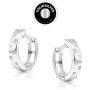 SolidSilver - Sterling Silver Huggie Hoop Earrings with Round Dainty Crystal Clear CZ