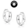 SolidSilver - Sterling Silver Huggie Hoop Earrings with Round Dainty Crystal Clear CZ