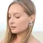 Mariell Bridal and Wedding Rose Gold Handmade Dangle Earrings with Clear Crystal Gems and Ivory Pearls Mariell Bridal and Wedding Rose Gold Handmade Dangle Earrings with Clear Crystal Gems and Ivory Pearls