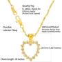 Lifetime Jewelry Cubic Zirconia Open Heart Pendant Necklace 24k Real Gold Plated