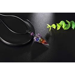 XIANNVXI Healing Crystal Stone Necklace 6 Facet Gemstone Pointed Crystals Pendant Necklaces Adjustable Rope Natural Chakra Reiki Spiritual Jewelry for Men Women
