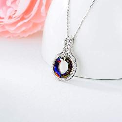 TOUPOP Gifts for Mom 925 Sterling Silver Circle Volcano Crystal Necklace for Women Fake Magnifying Class Pendant Necklace Celtic Jewelry Gifts for Women Girls Mom Grandma Mothers Day Birthday