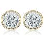 1/4 to 2 Carat Diamond Round Stud Earrings in 14k Yellow or White Gold (H-I, I2-I3, cttw) Bezel Set Screw Back by Diamond Wish