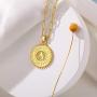 Andsion Dainty Gold Initial Necklaces for Women & Girls Chain Necklace, 18K Gold Plated Layered Necklaces for Women Personalized Coin 26 Letter Necklace Pendant Paperclip Necklace Jewelry Gifts