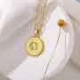 Andsion Dainty Gold Initial Necklaces for Women & Girls Chain Necklace, 18K Gold Plated Layered Necklaces for Women Personalized Coin 26 Letter Necklace Pendant Paperclip Necklace Jewelry Gifts