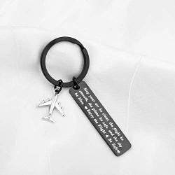 FUSTMW Pilot Gift Flight Attendant Gift Fly Safe Keychain Traveling Gifts May Your Air Be Clear The Flight Be Smooth The Plane Be Safe Airplane Jewelry