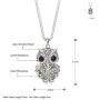 NEOGLORY Jewelry Full of Rhinestone Owl Long Chain Pendant Necklace 2 Colors with Jewelry Box