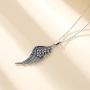 LOOVE Angel Wings Necklace Sterling Silver Guardian Angel Wings Pendant with 18'' Chain, Charm Jewelry Gift for Women Girl