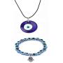 Caiyao Lucky Turkish Blue Eye Bead Leather Cord Pendant Necklace Bracelet Jewelry Set Handmade Evil Eye Hamsa Hand of Fatima Amulet Bracelet for Men Women Boy Girl Good Luck Protection Accessory
