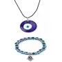 Caiyao Lucky Turkish Blue Eye Bead Leather Cord Pendant Necklace Bracelet Jewelry Set Handmade Evil Eye Hamsa Hand of Fatima Amulet Bracelet for Men Women Boy Girl Good Luck Protection Accessory