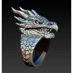 PikaLF Dragon Ring for Men, Vintage Dragon Head Ring, Retro Domineering Dragon Rings, Amulet Ring, Punk Animal Dragon Jewelry for Men Boys