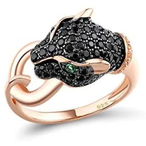 Santuzza Black Panther Spinel Rose Gold 14K Plating Rings for Women 925 Sterling Silver Leopard Head Ring Santuzza Black Panther Spinel Rose Gold 14K Plating Rings for Women 925 Sterling Silver Leopard Head Ring