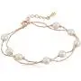 Crystalline Azuria Multi Strand Pearl Bracelet Set Pendant Necklace 18'' Dangle Earrings with Swarovski Crystal Simulated White Pearls Bracelet for Women 8'' 18K Gold Plated