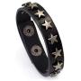 Xusamss Hip Hop Alloy Star Wristband Leather Cuff Bracelet,7.5inches