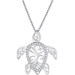 Ladytree 925 Sterling Silver Stingray Necklace Manta Ray Turtle Dolphin Charm Tortoise Necklace Sea Animal Tree of Life Jewelry Sea Lover Gifts for Women