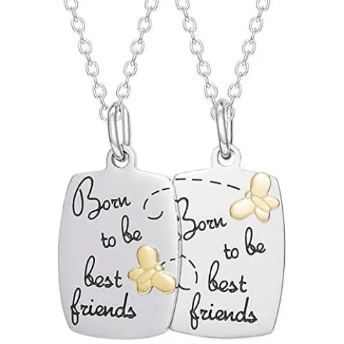 Connections from Hallmark Jewelry, Stainless Steel “Born to be Best Friends” Breakaway Pendant Set, 18'' chains Connections from Hallmark Jewelry, Stainless Steel “Born to be Best Friends” Breakaway Pendant Set, 18'' chains