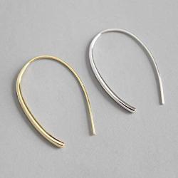 Minimalist Upside Down Drop Dangle Open Hoop Earrings for Women Girls S925 Sterling Silver Lightweight Wire Needle Thin Threader U Shape Earring Hypoallergenic Jewelry Personalized Gifts