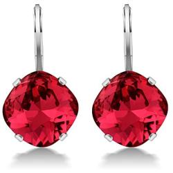 925 Sterling Silver 10.00MM Rose Red Earrings Made with Swarovski Crystals