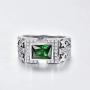 Merthus Antique Style Jewelry Synthetic Black Spinel CZ Halo 925 Sterling Silver Wedding Band Ring for Men