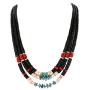 Native-Bay 925 Sterling Silver Authentic Strand-Charlene Little-Navajo Graduated Heishi, Turquoise and Coral