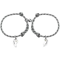 SEIRAA 2PCS Magnetic Charm Pendants Braided Rope Bracelet with Magnetic Bells Matching Bracelets for Mommy and Me