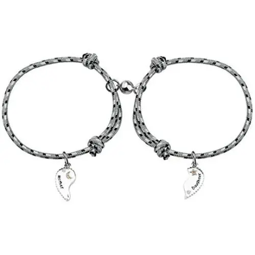 SEIRAA 2PCS Magnetic Charm Pendants Braided Rope Bracelet with Magnetic Bells Matching Bracelets for Mommy and Me SEIRAA 2PCS Magnetic Charm Pendants Braided Rope Bracelet with Magnetic Bells Matching Bracelets for Mommy and Me