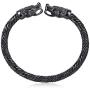 Mealguet Jewelry Mens Stainless Steel Opposite Dragon-Themed Twisted Wire Viking Cuff Bangle Bracelet,4 Color
