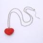 Ouran Long Necklace for Women,Love Heart Pendant Necklace for Girls Gift Silver Chain Necklace with CZ Crystal