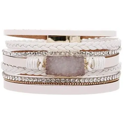 VONRU Leather Wrap Bracelet for Women - Charm Boho Multilayer Gorgeous Bracelets Wristbands - Casual Braided Handmade Magnetic Bracelet Cuff Bangle Gift for Monther VONRU Leather Wrap Bracelet for Women - Charm Boho Multilayer Gorgeous Bracelets Wristbands - Casual Braided Handmade Magnetic Bracelet Cuff Bangle Gift for Monther