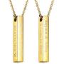 U7 Same Day Shipping Personalized Message Text Engrave Name Pendant Men Women Stainless Steel/18K Gold/Black Gun Plated His & Her Heart Bar/Disc Layering/Triple Vertical/4 Sided Cuboid Bar Necklace