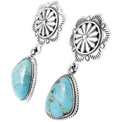 Turquoise Earrings 925 Sterling Silver & Genuine Turquoise (Select style)
