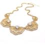 T-Doreen Gold Collar Necklace for Women Boho Round Flower Rhinestone Bib Statement Necklaces