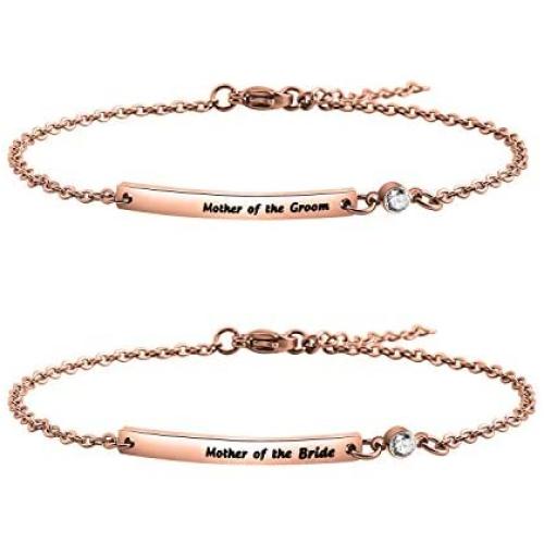 KUIYAI Mother of Bride and Mother of Groom Bar Bracelet Wedding Bracelet
