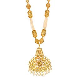 Bindhani Bollywood Style Jewellery Traditional Wedding Bridal Gold Plated Kundan Pearl Mala Pendant Necklace Earrings Jewelry Set for Women by Indian Artisan