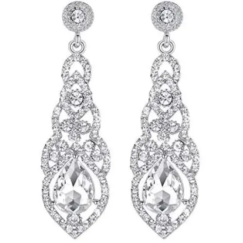 mecresh Teardrop Crystal Chandelier Dangle Earrings for Women in Silver Gold Black Champagne Red mecresh Teardrop Crystal Chandelier Dangle Earrings for Women in Silver Gold Black Champagne Red