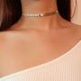 Ursumy Pearl Choker Necklace Arrow Fish Bone Necklace Chain Classic Chokers Necklaces Jewelry for Women and Girls (Silver)