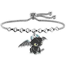 UJIMS White and Black Dragon Bracelet for Couple BFF How to Train Your Dragon Jewelry Light Fury Night Fury Toothless Bangle Gifts