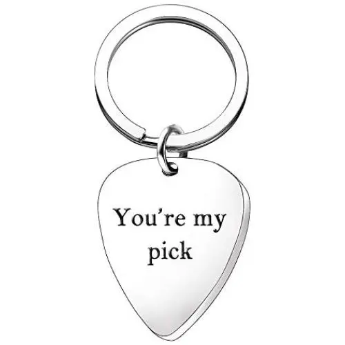 AMOR SPES Valentines Day Couples Gifts Guitar Pick Key Chain for Her for Him - You are My Pick Stainless Steel AMOR SPES Valentines Day Couples Gifts Guitar Pick Key Chain for Her for Him - You are My Pick Stainless Steel