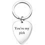 AMOR SPES Valentines Day Couples Gifts Guitar Pick Key Chain for Her for Him - You are My Pick Stainless Steel