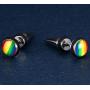 Nanafast Rainbow LGBT Pride Stud Earrings for Gay Lesbian of Stainless Steel & Enamel