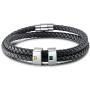 Personalized Men Black Braid 2-5 Names Bracelet Custom Made with Charm Beads Family Inspirational Jewelry Gift for Dad Boyfriend