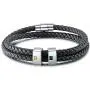 Personalized Men Black Braid 2-5 Names Bracelet Custom Made with Charm Beads Family Inspirational Jewelry Gift for Dad Boyfriend