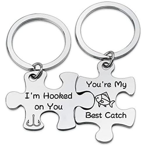 Im Hooked on You Youre My Best Catch Sweetheart Keychain Dear Love Gift Meaningful Puzzle Jewelry Gifts