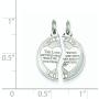 Jewelryweb 925 Sterling Silver 2- Piece Break-apart Mitzpah Charm (9mm x 21mm)