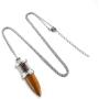 Top Plaza Healing Crystal Tiger Eye Stone Point Pendant Necklace Natural Gemstones Necklaces Yoga Meditation Reiki Quartz Jewelry for Womens Mens