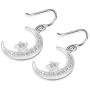 Sterling Silver Round Cubic Zirconia Crescent Moon & Star Dangle Earrings Star Jewelry for Women