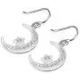 Sterling Silver Round Cubic Zirconia Crescent Moon & Star Dangle Earrings Star Jewelry for Women Sterling Silver Round Cubic Zirconia Crescent Moon & Star Dangle Earrings Star Jewelry for Women