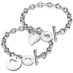 G-Ahora Mother and Daughter Matching Heart Bracelet Set for 2 3 4,Mothers Day Jewelry Gift for Mom from Daughter